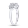 Image 4 : Diamond Triple Flower Cluster Ring 1/2 Cttw 14kt White Gold