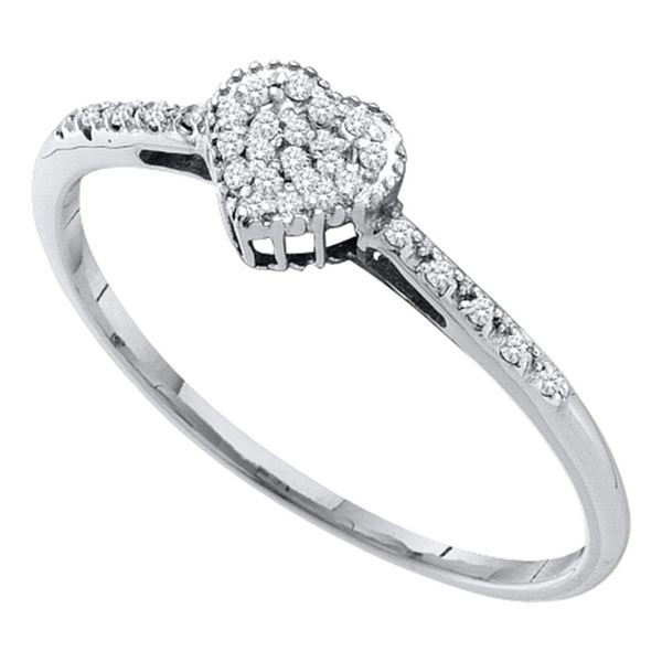 Diamond Slender Heart Ring 1/20 Cttw 14kt White Gold