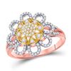 Image 1 : Diamond Flower Floral Cluster Ring 1/3 Cttw 10kt Rose Gold