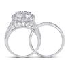 Image 3 : Princess Diamond Bridal Wedding Ring Band Set 1-1/2 Cttw 14kt White Gold