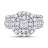 Image 4 : Princess Diamond Bridal Wedding Ring Band Set 1-1/2 Cttw 14kt White Gold