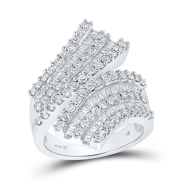 Diamond Bypass Cocktail Ring 2 Cttw 14kt White Gold