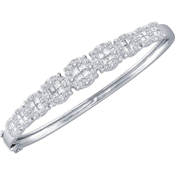 Princess Diamond Bangle Bracelet 3 Cttw 14kt White Gold