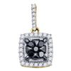 Image 1 : Black Color Enhanced Diamond Square Cluster Pendant 1/2 Cttw 10kt Yellow Gold