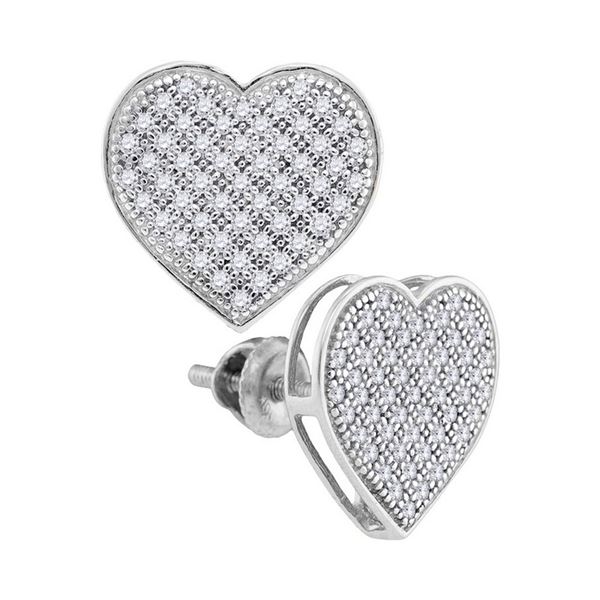 Diamond Heart Cluster Earrings 1/3 Cttw 10kt White Gold