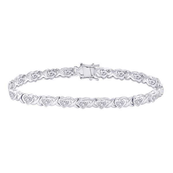 Diamond Heart Tennis Bracelet 1/4 Cttw Sterling Silver