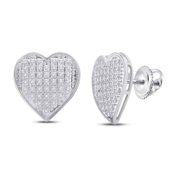 Diamond Heart Cluster Earrings 1/4 Cttw 10kt White Gold