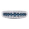 Image 2 : Blue Color Enhanced Diamond Band Ring 1/2 Cttw 10kt White Gold