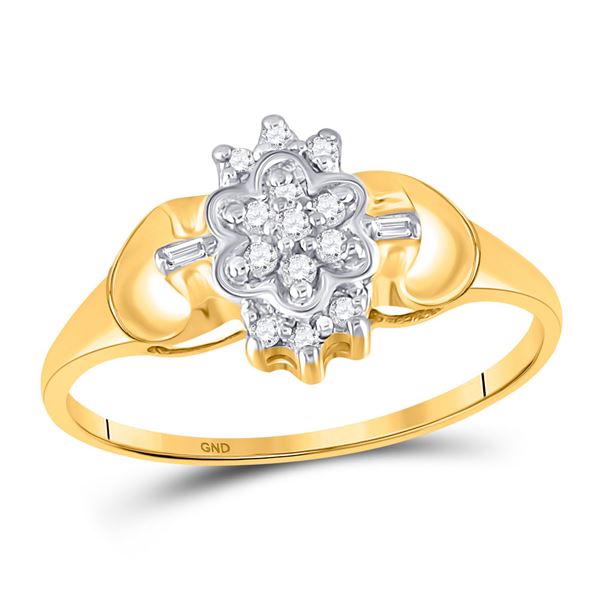 Diamond Oval Cluster Ring 1/10 Cttw 10kt Yellow Gold