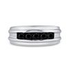 Image 2 : Mens Black Color Enhanced Diamond Band Ring 1 Cttw 10kt White Gold