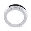 Image 3 : Mens Black Color Enhanced Diamond Band Ring 1 Cttw 10kt White Gold