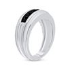 Image 4 : Mens Black Color Enhanced Diamond Band Ring 1 Cttw 10kt White Gold