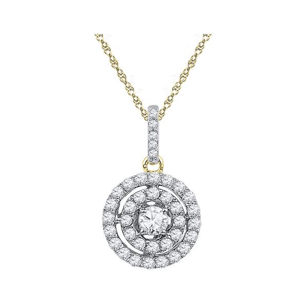 Diamond Circle Cluster Pendant 1/2 Cttw 10kt Two-tone Gold