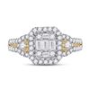 Image 2 : Baguette Diamond Cluster Ring 3/4 Cttw 14kt Yellow Gold