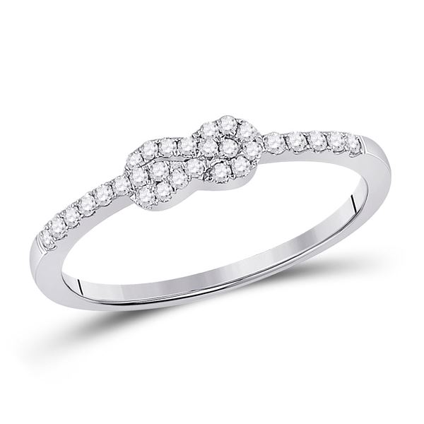 Diamond Knot Stackable Band Ring 1/5 Cttw 10kt White Gold