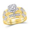 Image 2 : His Hers Diamond Solitaire Matching Wedding Set 3/4 Cttw 14kt Yellow Gold