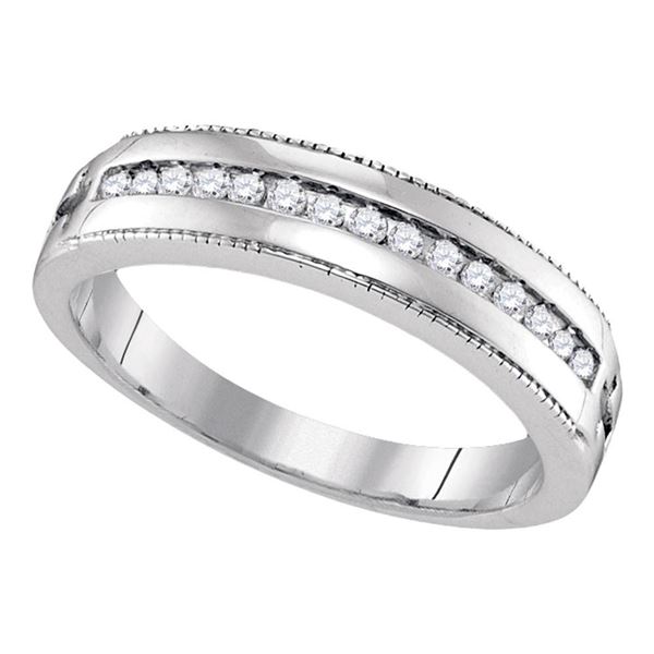 Diamond Single Row Band Ring 1/6 Cttw Sterling Silver