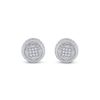 Image 2 : Sterling Silver Mens Diamond Circle Disk Stud Earrings 1/20 Cttw Sterling Silver