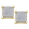 Image 1 : Mens Diamond Square Cluster Earrings 1/3 Cttw 10kt Yellow Gold