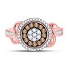 Image 2 : Brown Diamond Flower Cluster Ring 1/2 Cttw 10kt Rose Gold