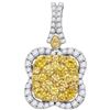 Image 1 : Yellow Diamond Quatrefoil Frame Cluster Pendant 1-5/8 Cttw 14kt White Gold