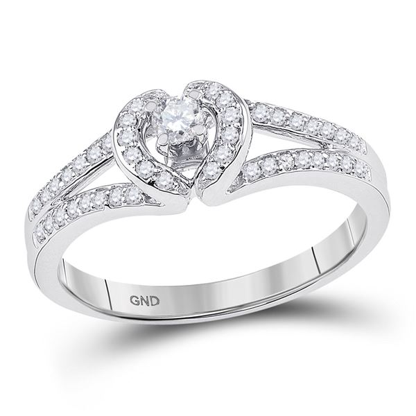 Diamond Heart Promise Ring 1/4 Cttw 10kt White Gold