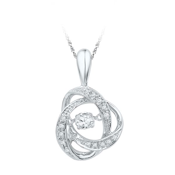 Diamond Moving Twinkle Solitaire Pendant 1/6 Cttw 10kt White Gold