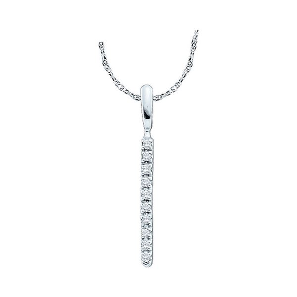 Diamond Bar Pendant 1/20 Cttw 14kt White Gold