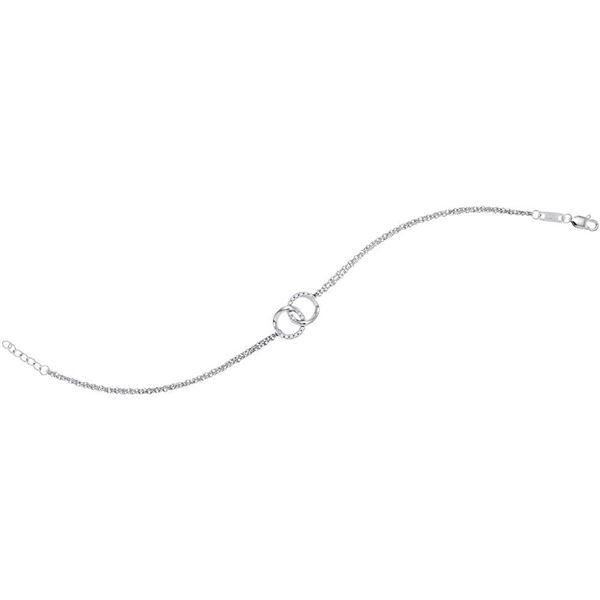 Diamond Linked Circle Fashion Bracelet 1/10 Cttw 10kt White Gold