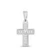 Image 1 : Princess Diamond Cross Pendant 1/3 Cttw 10kt White Gold