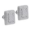 Image 1 : Sterling Silver Unisex Diamond Square Cluster Stud Earrings 1/4 Cttw Sterling Silver