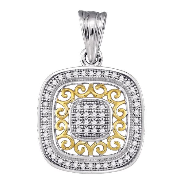 Diamond Square Pendant 1/6 Cttw 10kt Two-tone Gold