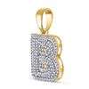 Image 2 : Mens Diamond Letter B Bubble Initial Charm Pendant 1/2 Cttw 10kt Yellow Gold