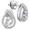 Image 1 : Diamond Teardrop Earrings 1/4 Cttw 10kt White Gold