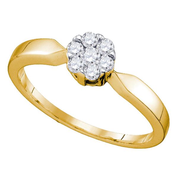 Flower Cluster Diamond Bridal Wedding Engagement Ring 1/4 Cttw 10k Yellow Gold