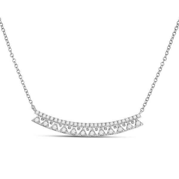 Diamond Curved Bar Necklace 1/2 Cttw 14kt White Gold