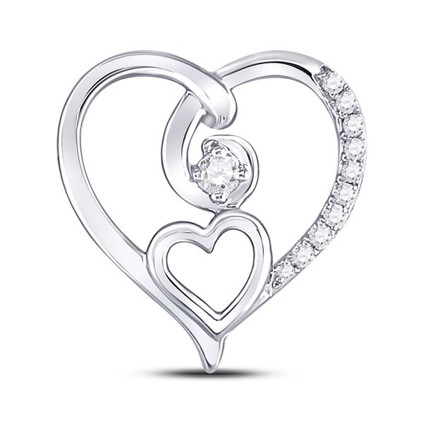 Diamond Heart Pendant 1/10 Cttw 10kt White Gold