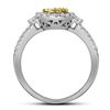 Image 3 : Natural Canary Yellow Diamond Cluster Ring 5/8 Cttw 14kt White Gold