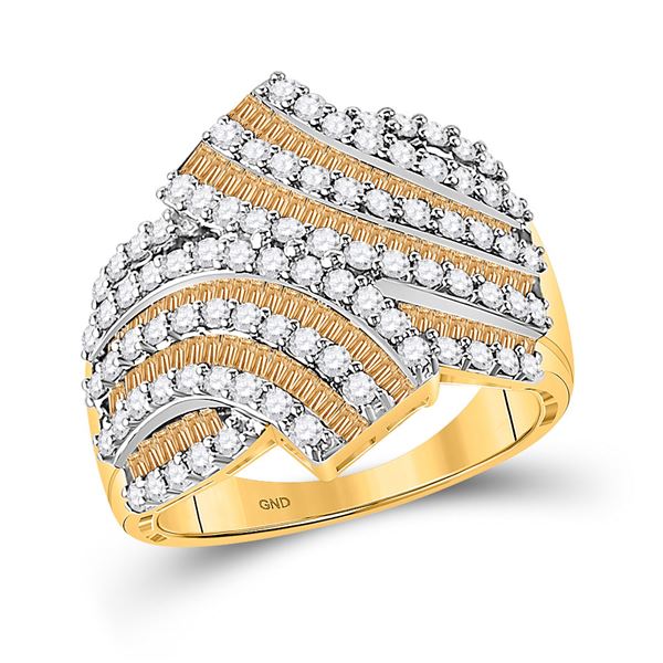 Baguette Brown Diamond Bypass Band Ring 1-3/4 Cttw 14kt Yellow Gold