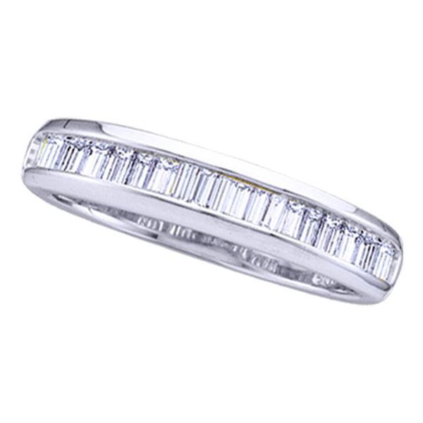 Baguette Diamond Wedding Band Ring 1/2 Cttw Sterling Silver