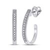 Image 1 : Diamond Half J Hoop Earrings .03 Cttw 10kt White Gold