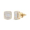 Image 1 : Mens Diamond Square Earrings 1/4 Cttw 10kt Yellow Gold