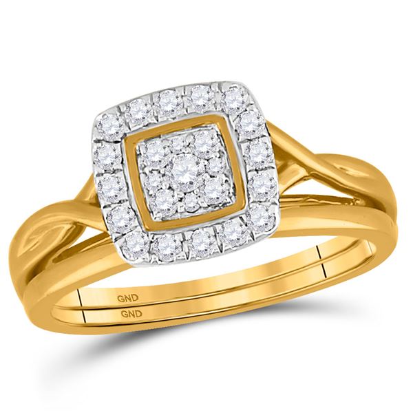 Diamond Bridal Wedding Ring Band Set 1/3 Cttw 10kt Yellow Gold