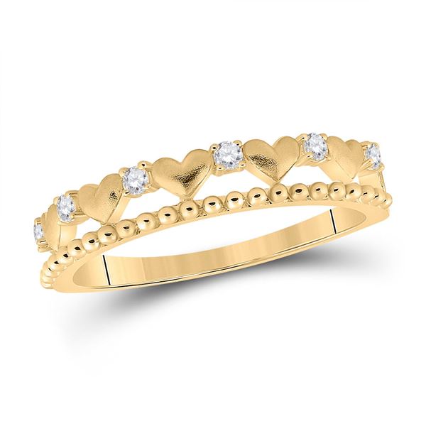 Diamond Heart Band Ring 1/10 Cttw 10kt Yellow Gold