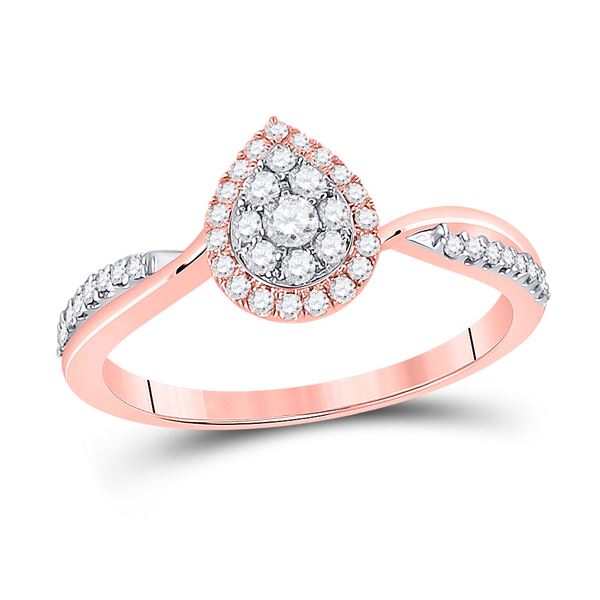 Diamond Teardrop Cluster Ring 1/3 Cttw 14kt Rose Gold