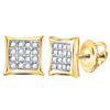 Image 1 : Diamond Square Kite Cluster Stud Earrings 1/10 Cttw 14kt Yellow Gold