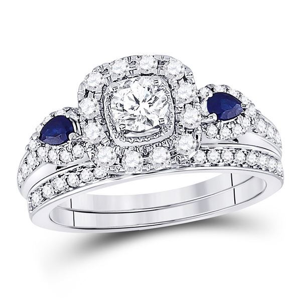 Diamond Bridal Wedding Ring Band Set 7/8 Cttw 14kt White Gold