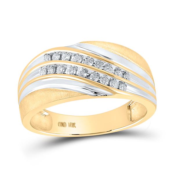 Mens Diamond Wedding Band Ring 1/4 Cttw 10kt Yellow Gold
