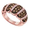 Image 1 : Brown Diamond Cascading Band Ring 1-1/2 Cttw 10kt Rose Gold