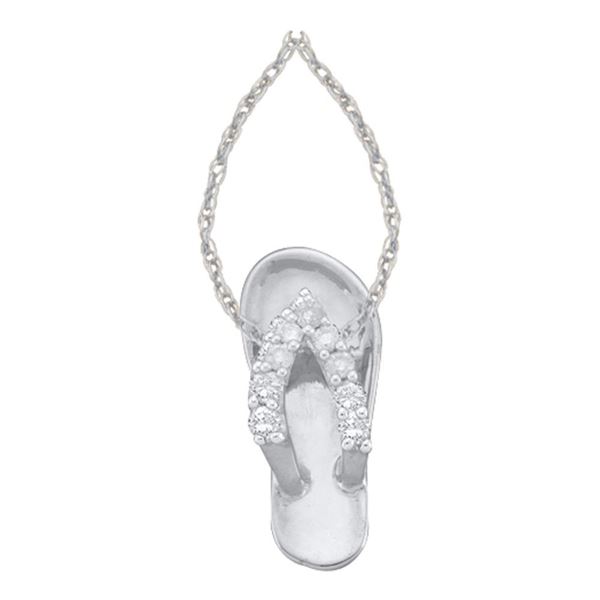 Diamond Sandal Beach Shoe Pendant 1/6 Cttw 14kt White Gold